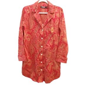 Ralph Lauren Black Label Paisley Sleep Shirt Sz S